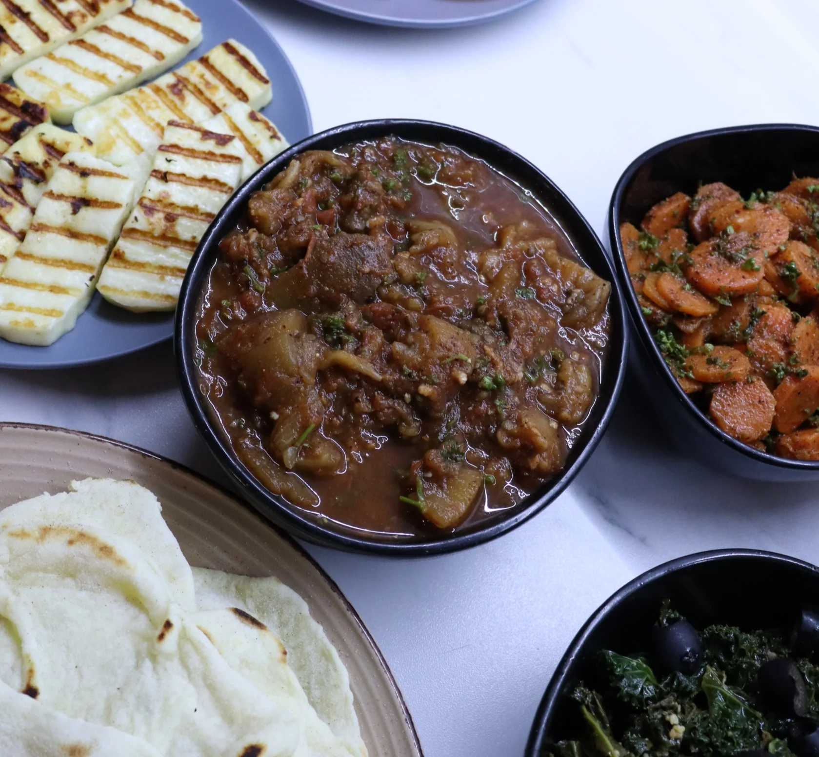 Zaalouk or Moroccan eggplant and tomato salad